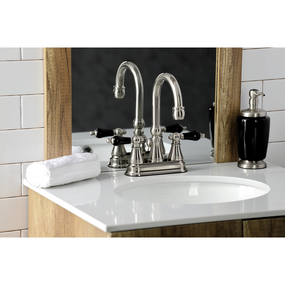 Kingston Brass KS2612PKL Duchess 4 in. Centerset Bathroom Faucet with Brass Pop-Up