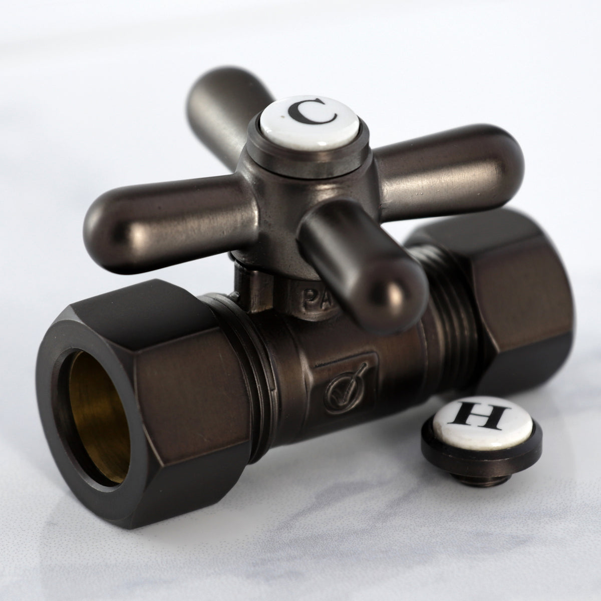 Kingston Brass 5/8&quot; OD Comp X 1/2&quot; OD Comp Straight Shut-Off Valve