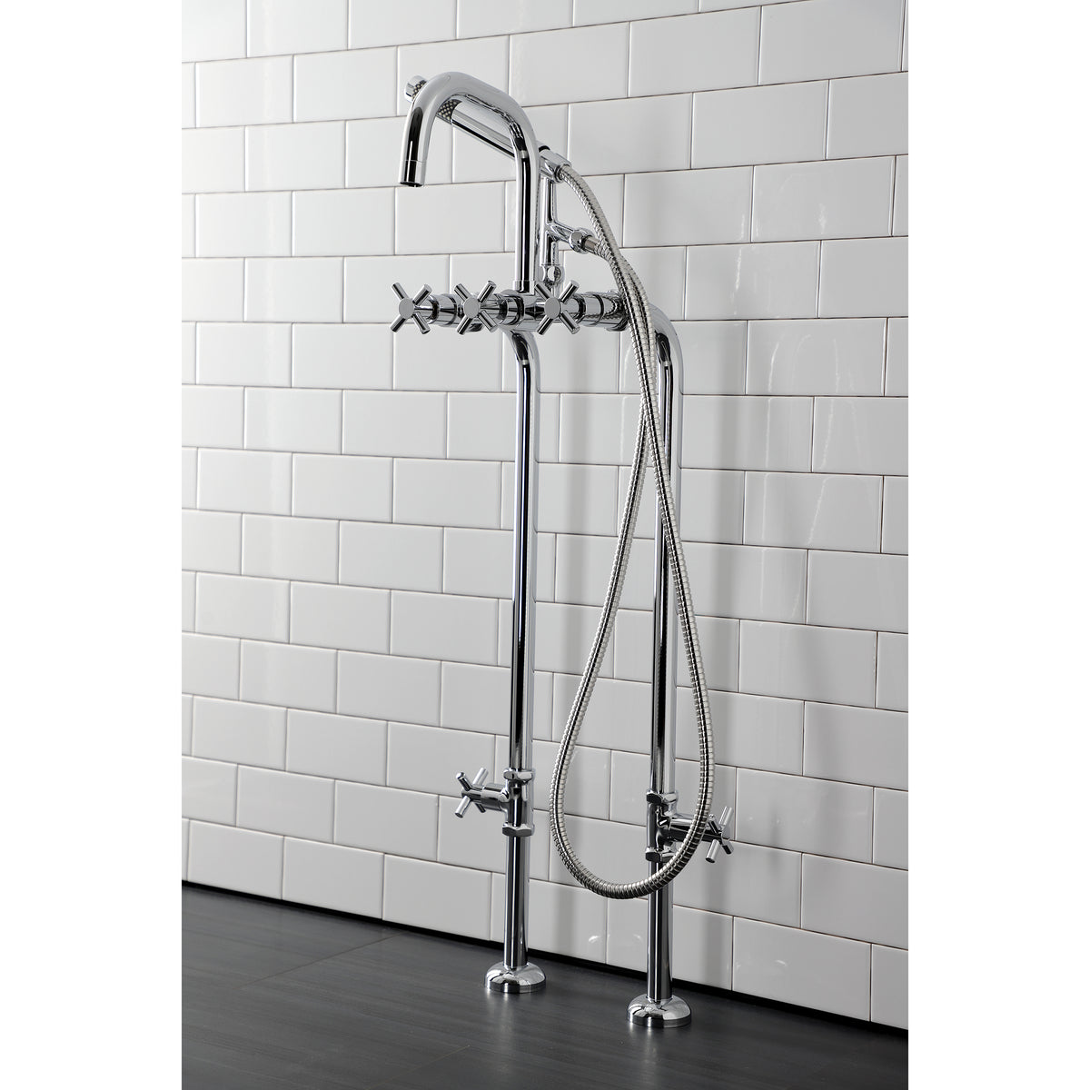 Aqua Vintage Concord Freestanding Tub Faucet with Supply Line, Stop Valve