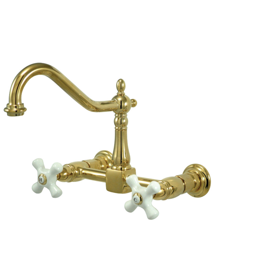 Kingston Brass KS1245PX Heritage Wall Mount Bridge Kitchen Faucet