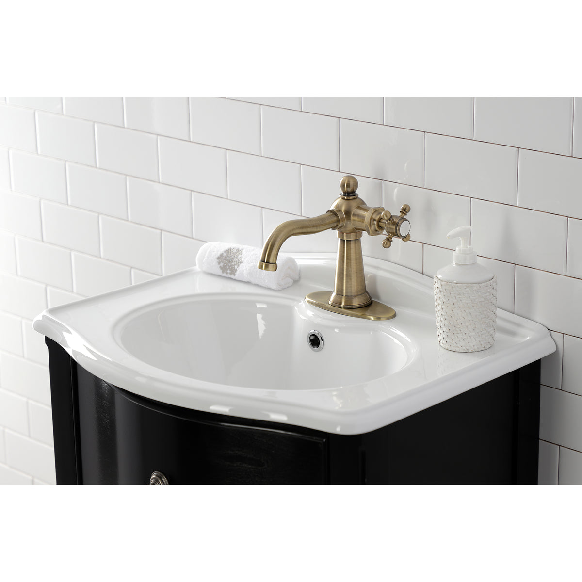 Kingston Brass KSD154BXPB Nautical Single-Handle Bathroom Faucet with Push Pop-Up