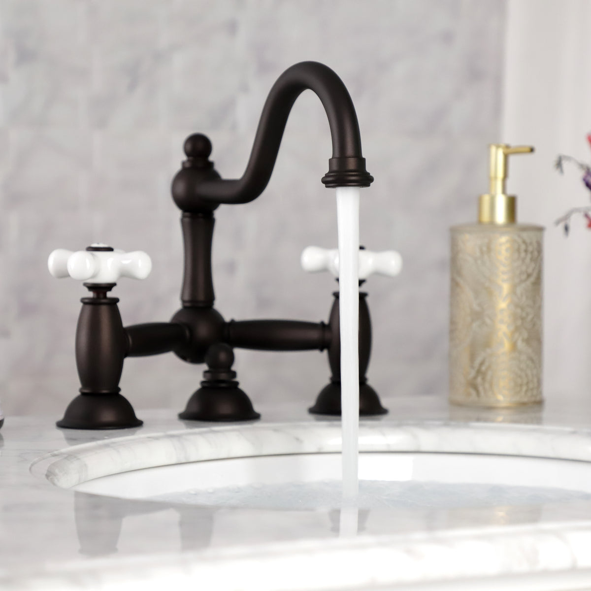 Kingston Brass KS3911PX Restoration Bathroom Bridge Faucet