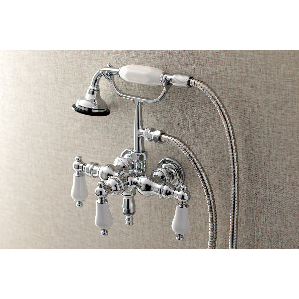 Aqua Vintage 3-3/8 Inch Wall Mount Tub Faucet with Hand Shower
