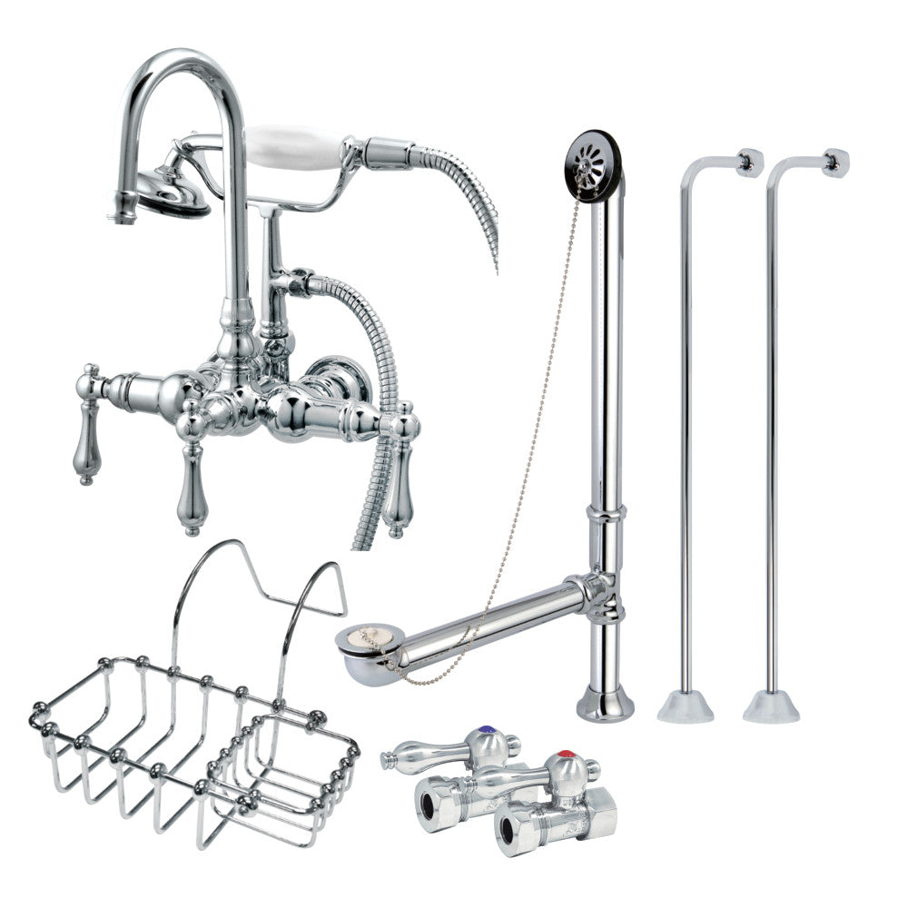 Wall Mount Clawfoot Tub Faucet Package with Supply Line