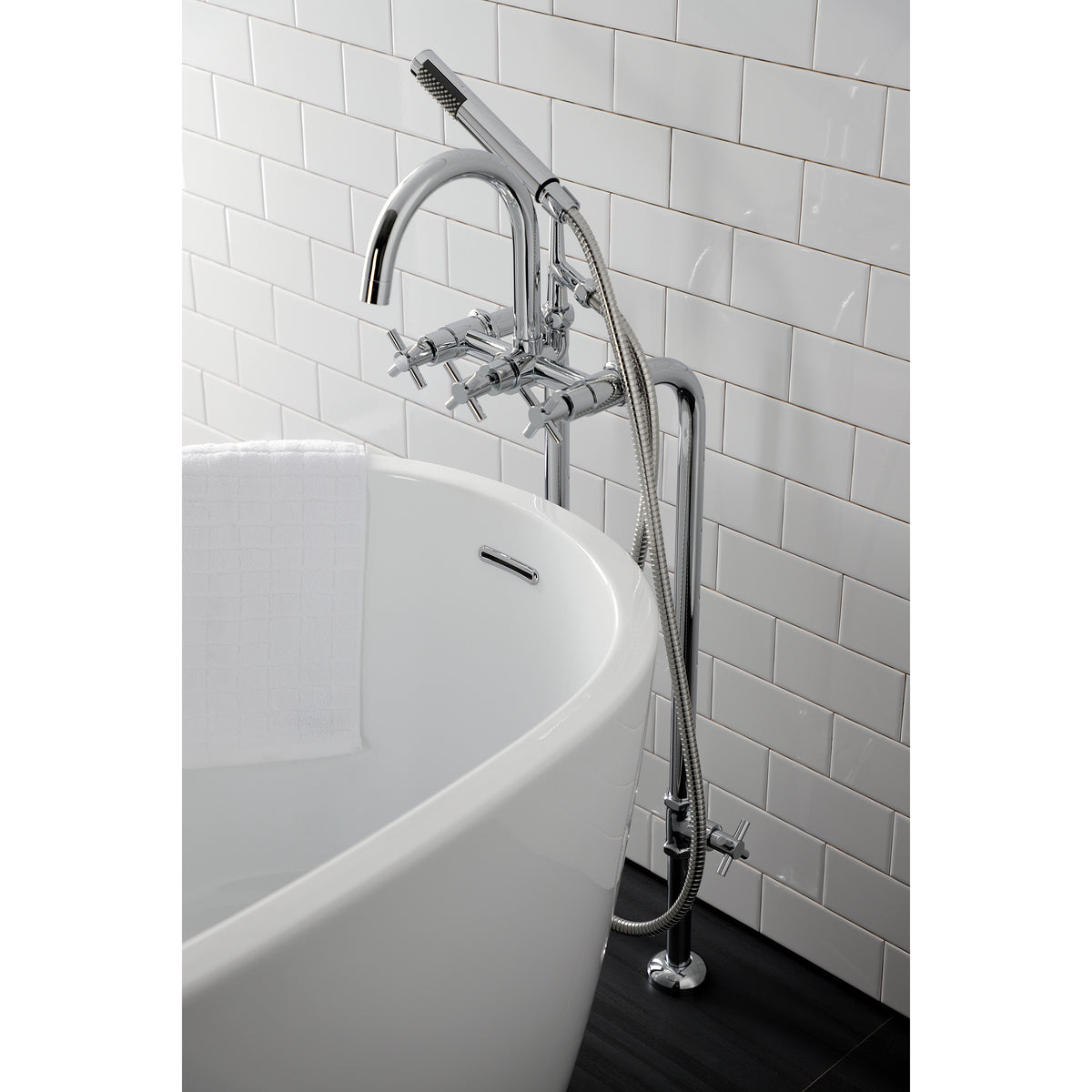 Aqua Vintage Concord Freestanding Tub Faucet with Supply Line, Stop Valve