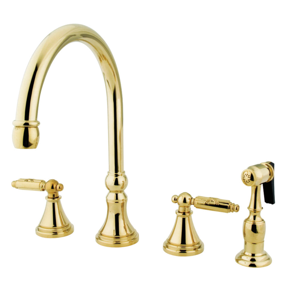 Gourmetier GS2798GLBS Widespread Kitchen Faucet with Brass Sprayer