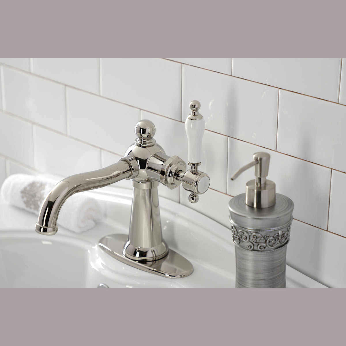 Kingston Brass KSD154KLCP Nautical Single-Handle Bathroom Faucet with Push Pop-Up