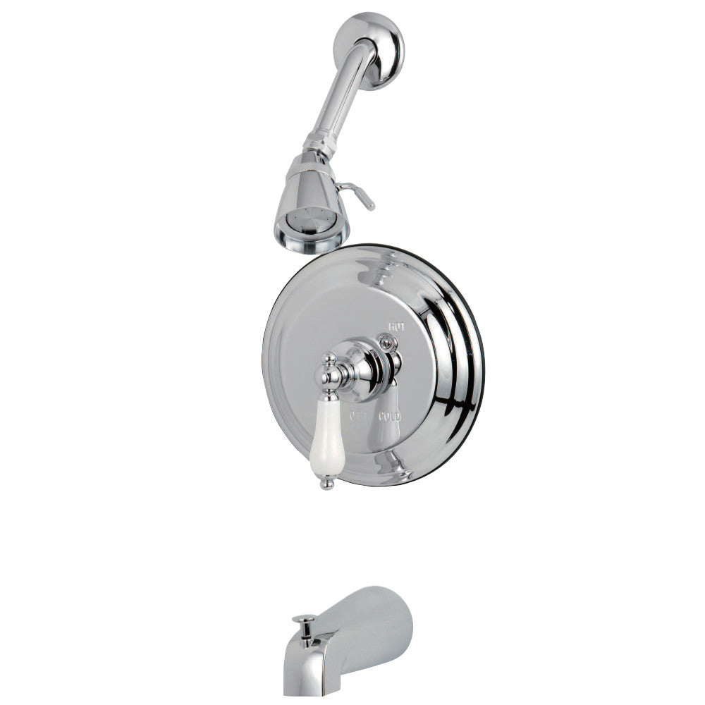 Water Saving Restoration Tub and Shower Faucet with Porcelain Lever Handles