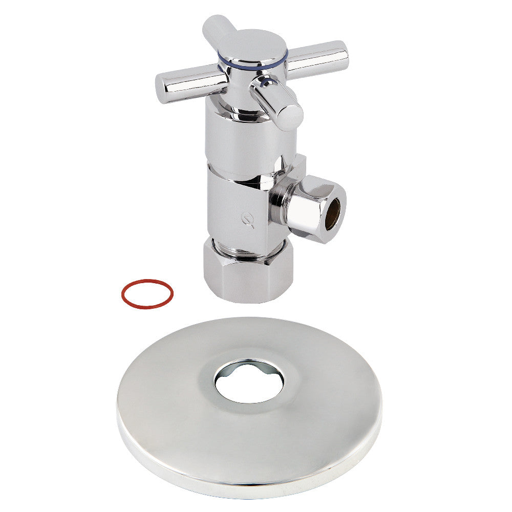 Kingston Brass 5/8&quot;O.D x 3/8&quot; O.D Anti-Seize Deluxe Quarter Turn Ceramic Hardisc Cartridge Angle Stop with Flange