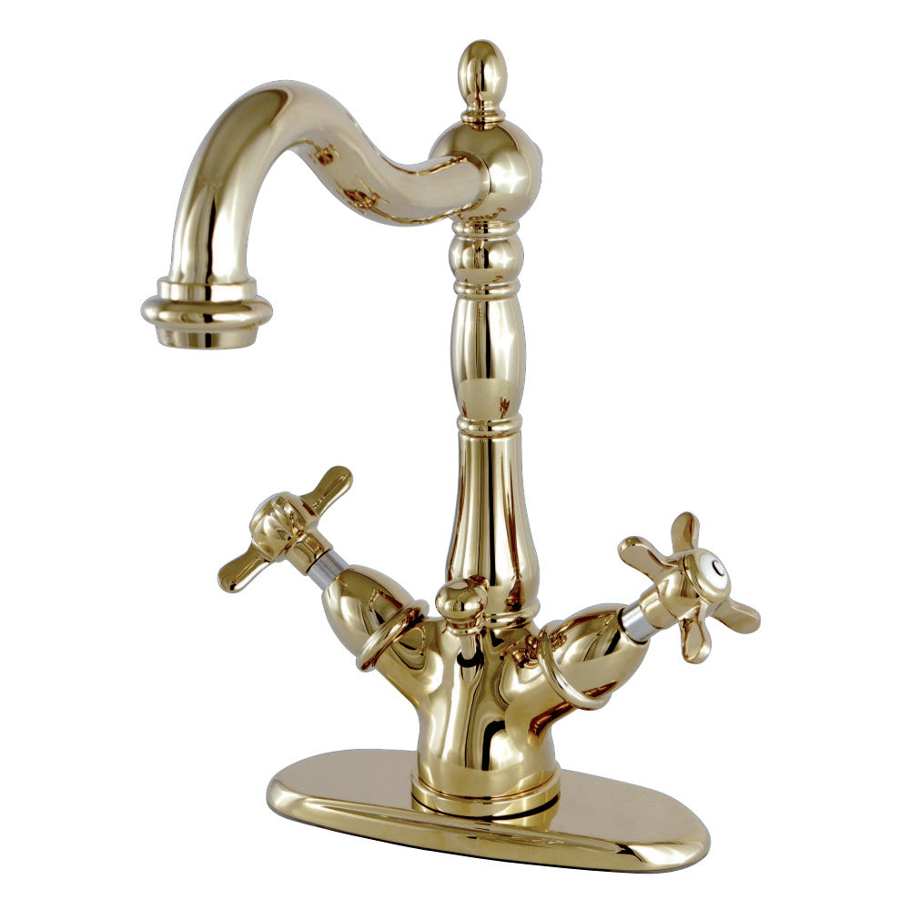 Kingston Brass KS1435BEX Essex Two-Handle Bathroom Faucet with Brass Pop-Up and Cover Plate