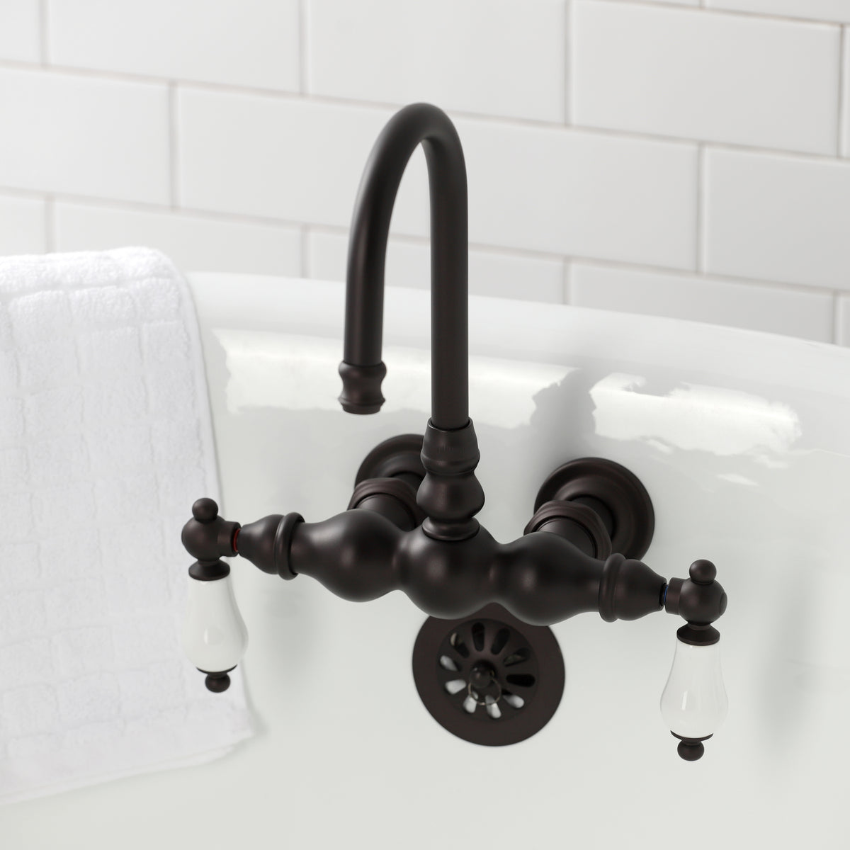 Vintage 3-3/8&quot; Tub Wall Mount Clawfoot Tub Faucet
