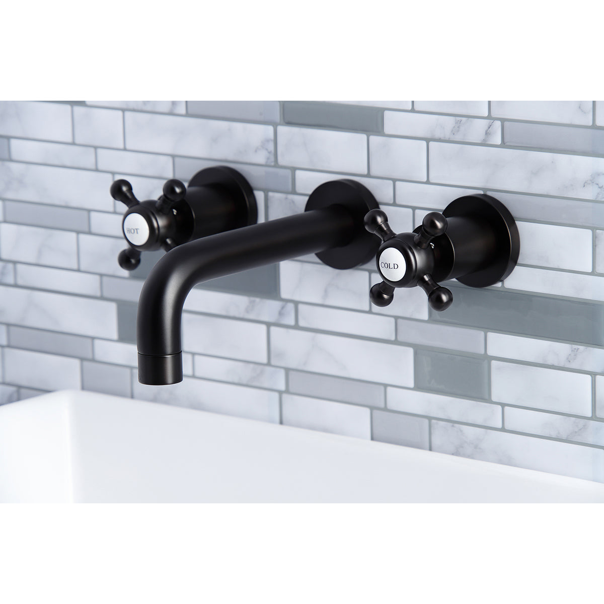 Kingston Brass KS8121BX Metropolitan 2-Handle 8 in. Wall Mount Bathroom Faucet