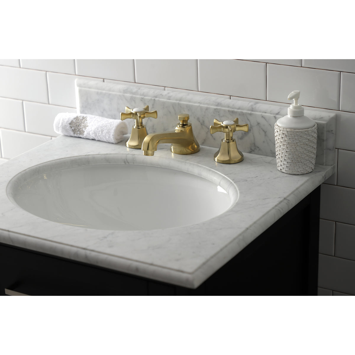 Kingston Brass KS4468NX Hamilton Widespread Bathroom Faucet with Brass Pop-Up