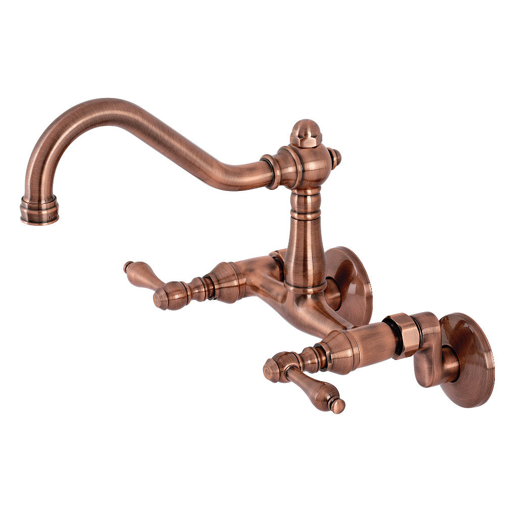 Kingston Brass KS322ALAC Vintage 6&quot; Adjustable Center Wall Mount Kitchen Faucet