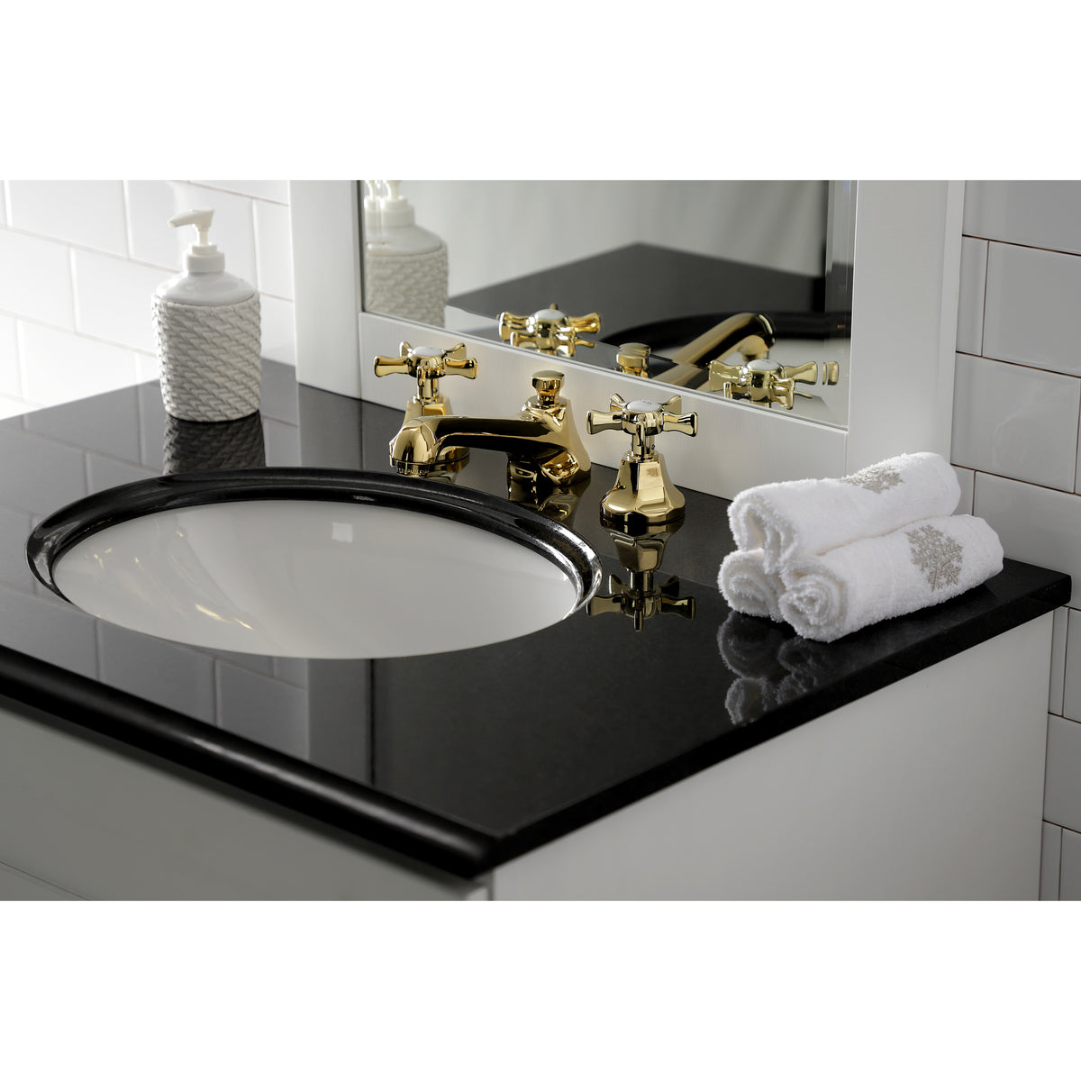 Kingston Brass KS4468NX Hamilton Widespread Bathroom Faucet with Brass Pop-Up