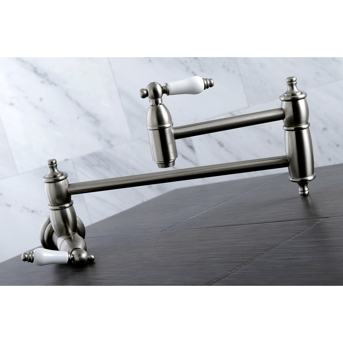 Kingston Brass KS3106PL Restoration Wall Mount Pot Filler Kitchen Faucet