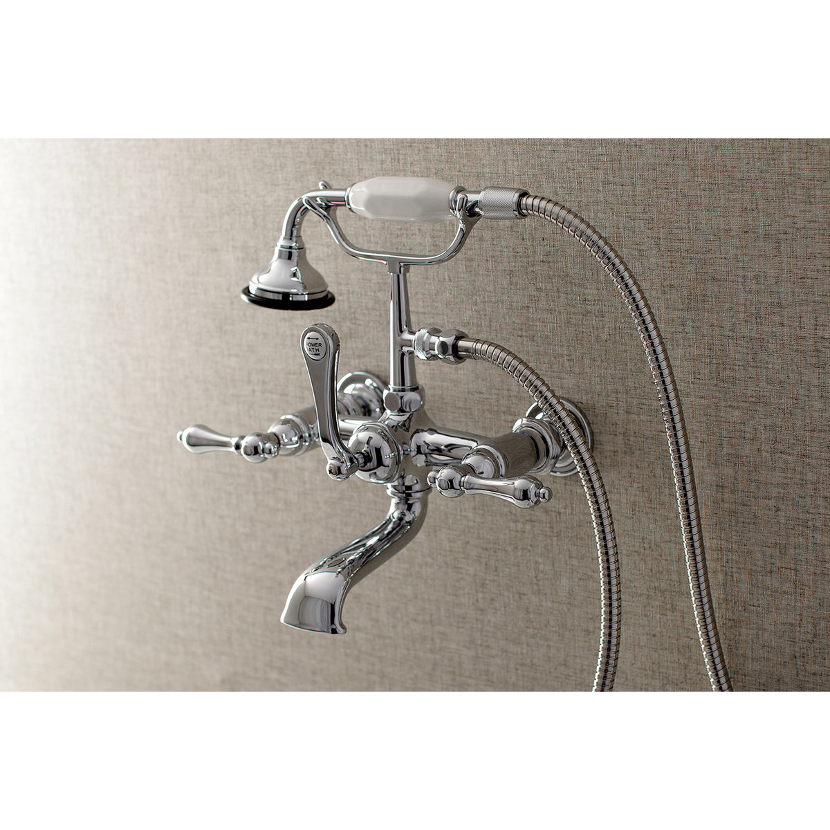 Aqua Vintage 7-Inch Wall Mount Tub Faucet with Hand Shower