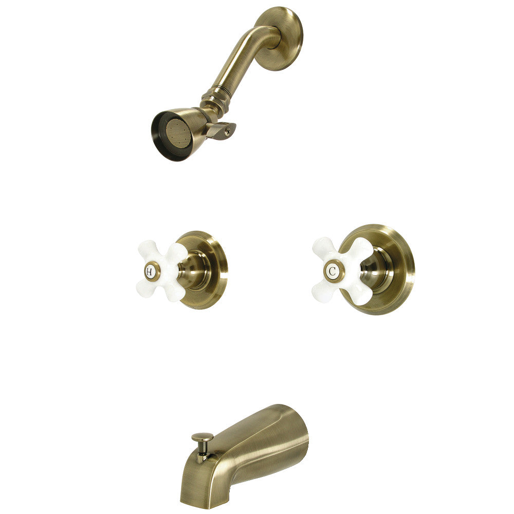 Magellan Tub &amp; Shower Faucet with Porcelain Handles