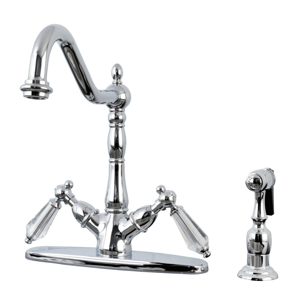 Kingston Brass KS1238WLLBS Mono Deck Mount Kitchen Faucet with Brass Sprayer