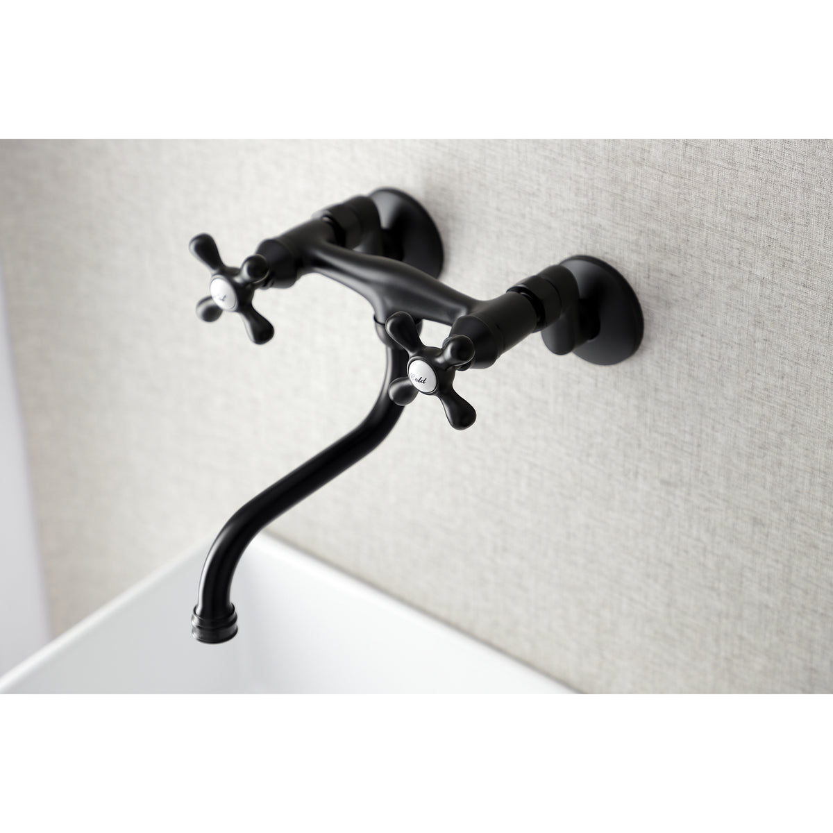 Kingston Brass KS216PN Kingston Two Handle Wall Mount Bathroom Faucet