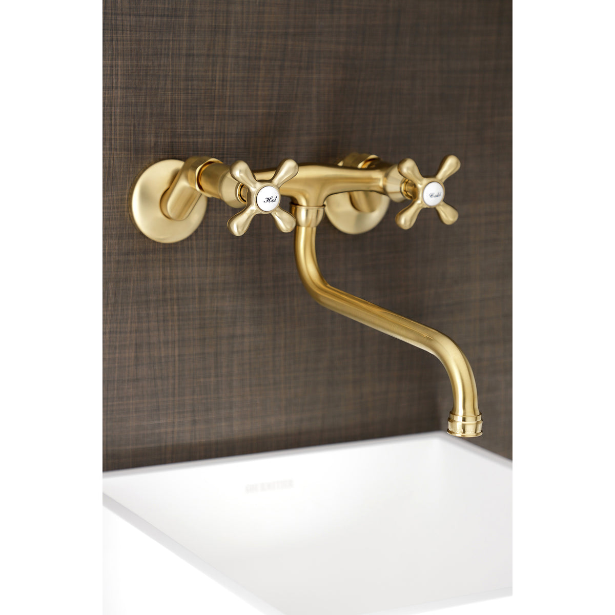 Kingston Brass KS215SN Kingston Two Handle Wall Mount Bathroom Faucet