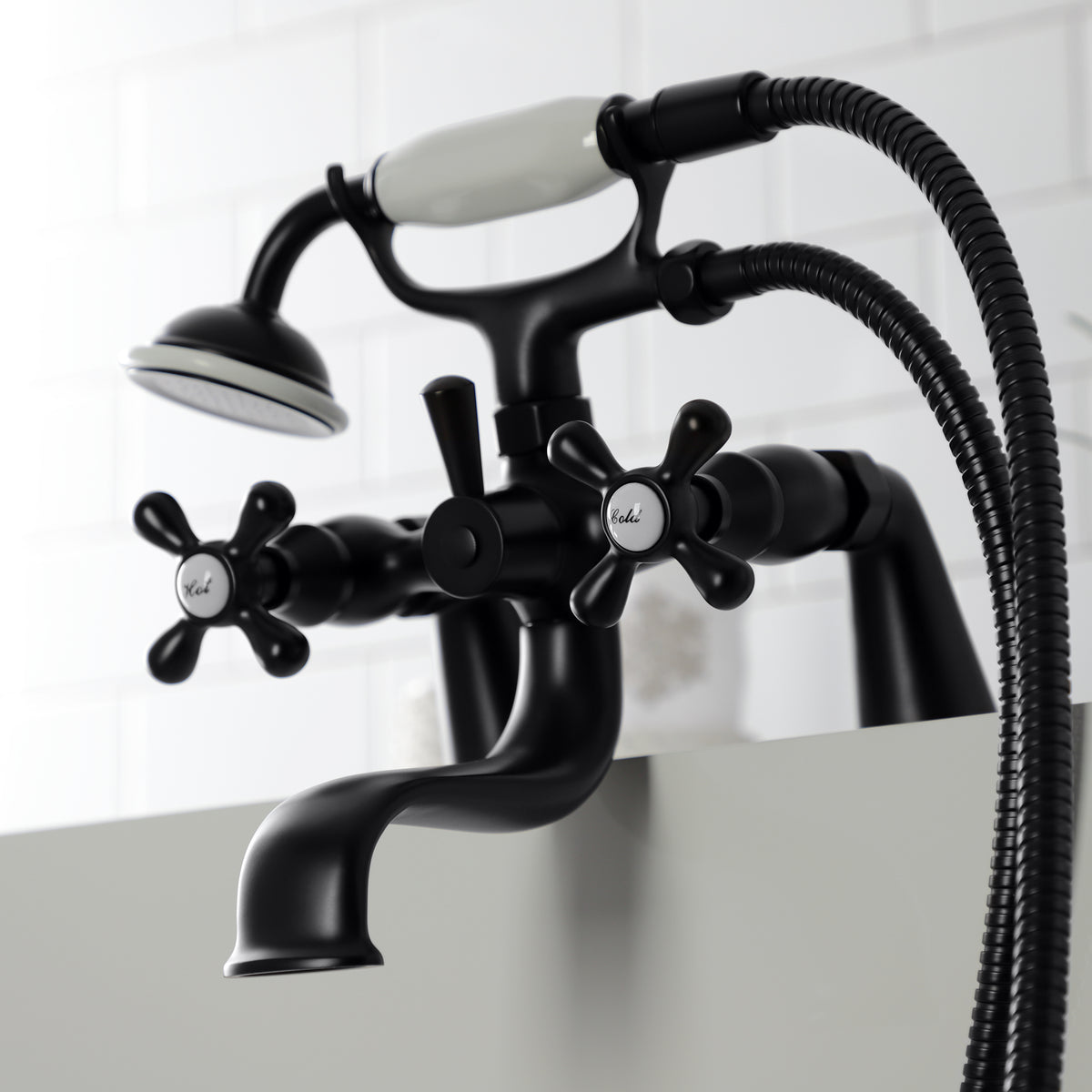 Kingston Deck Mount Clawfoot Tub Faucet with Hand Shower