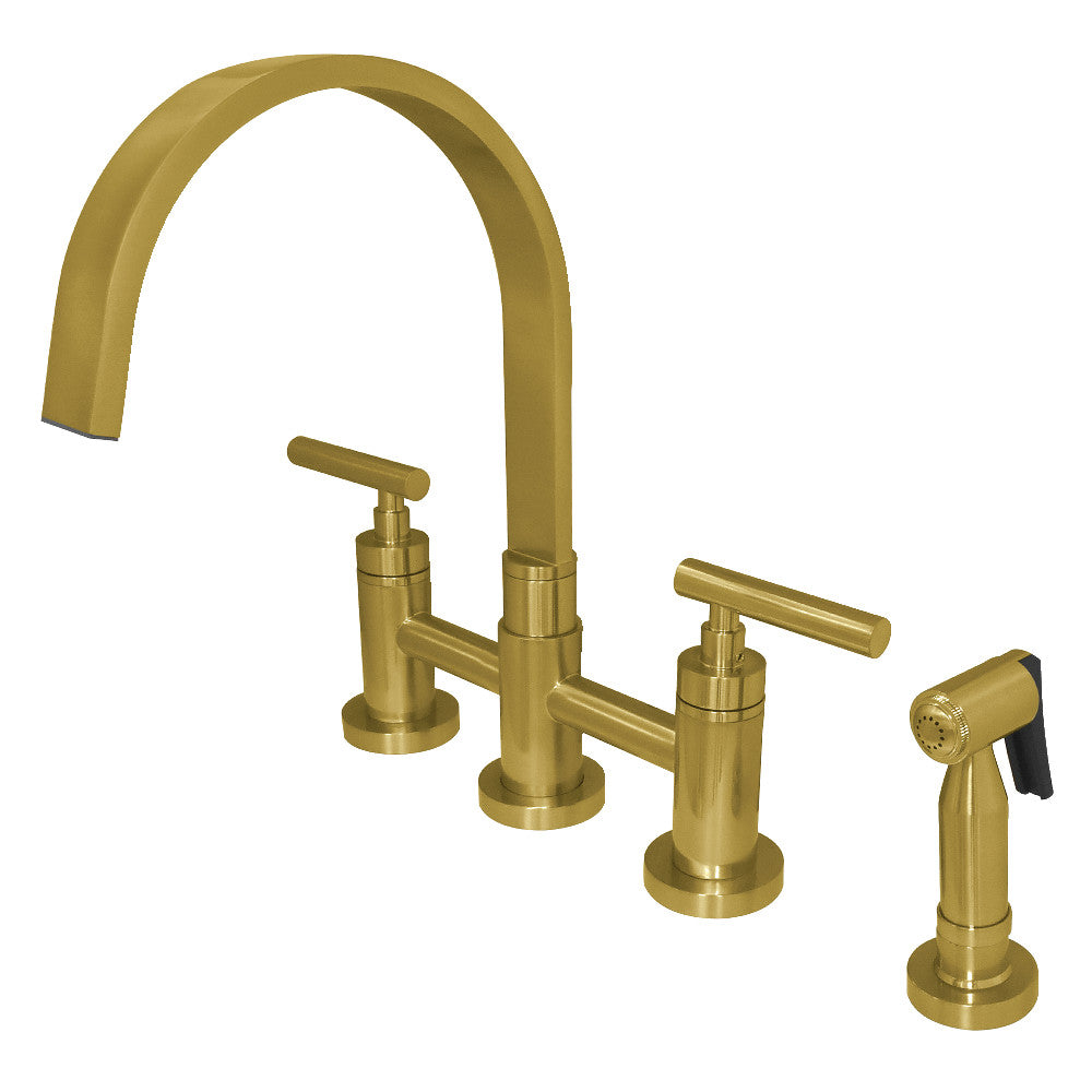 Kingston Brass KS8261CMLBS Manhattan Bridge Kitchen Faucet with Brass Spray