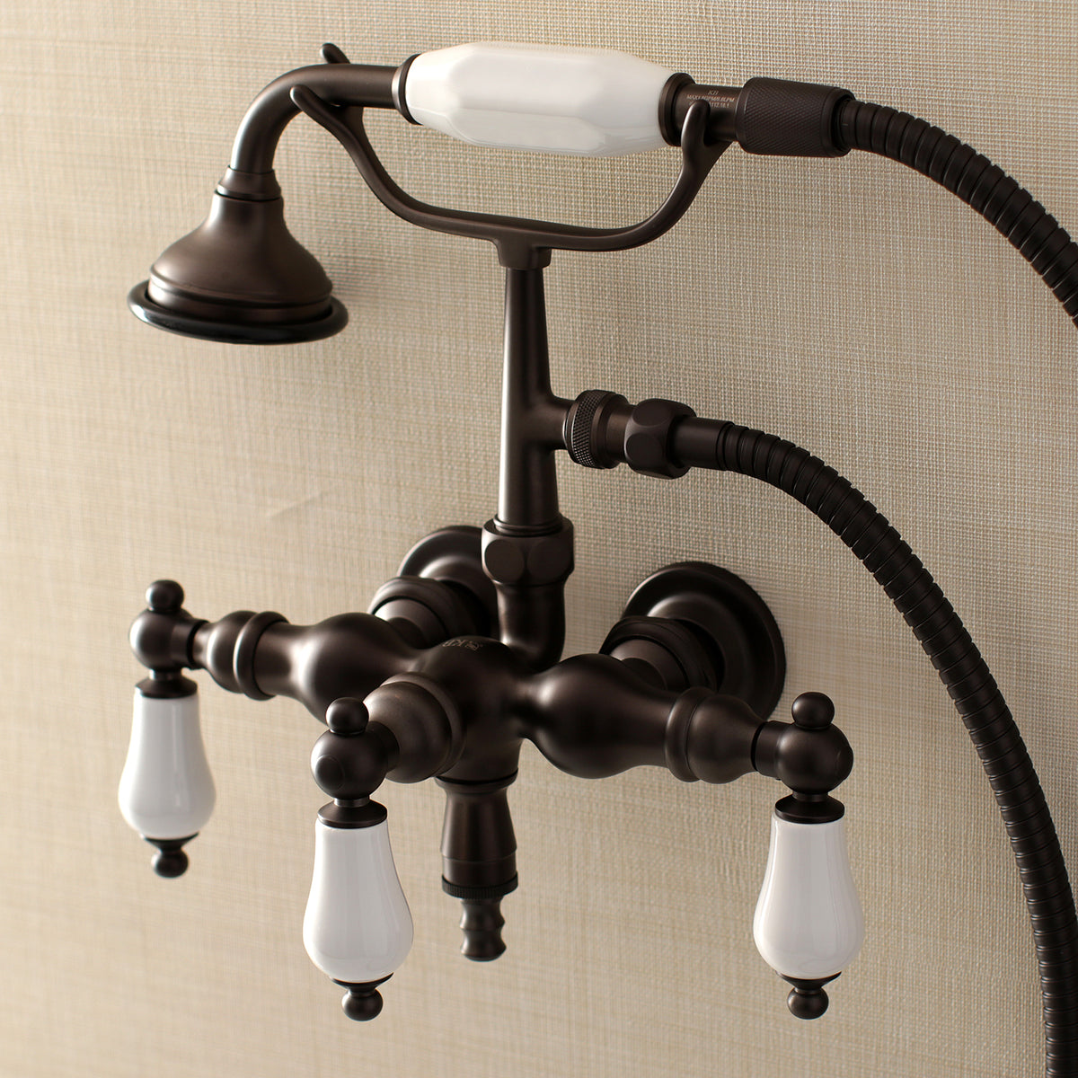 Aqua Vintage 3-3/8 Inch Wall Mount Tub Faucet with Hand Shower