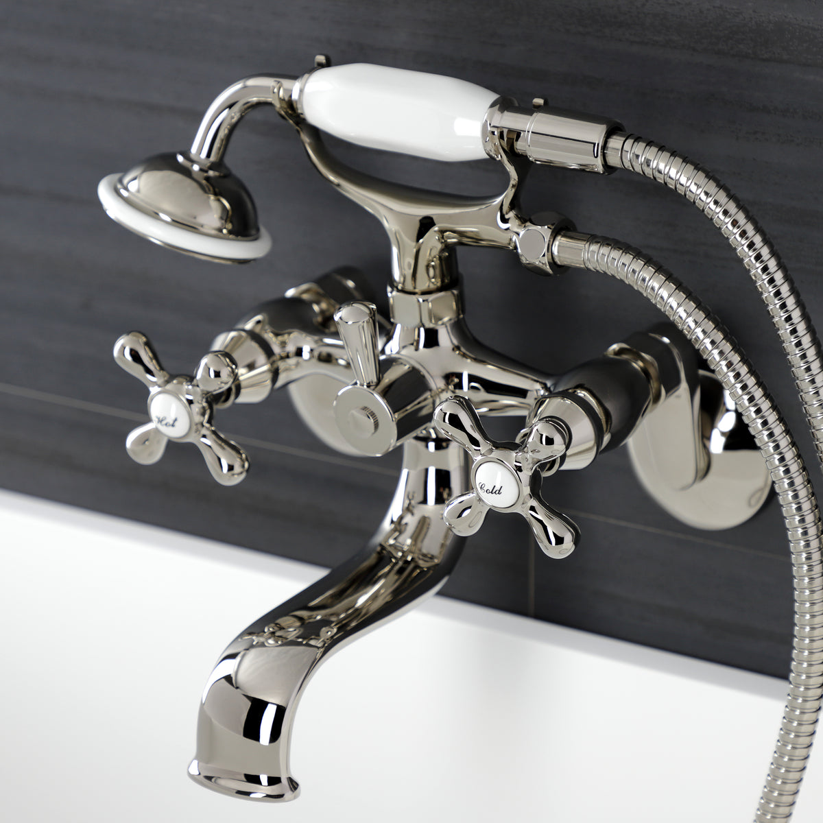 Kingston Wall Mount Tub Faucet with Hand Shower