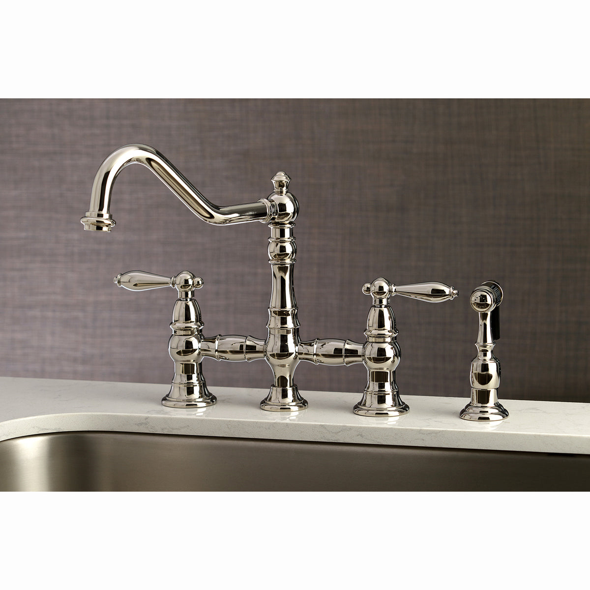 Kingston Brass KS3270ALBS Kitchen Faucet with Side Sprayer