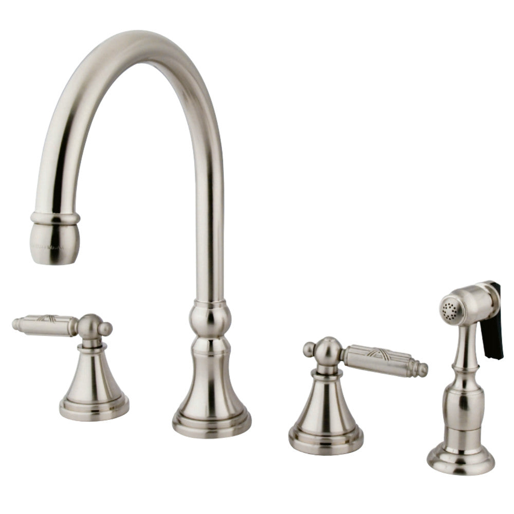 Gourmetier GS2798GLBS Widespread Kitchen Faucet with Brass Sprayer