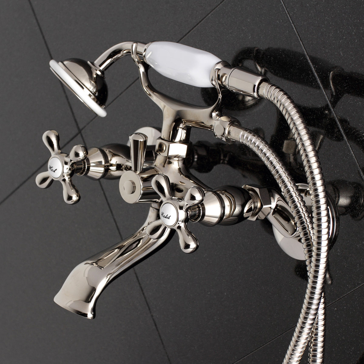 Kingston Tub Wall Mount Clawfoot Tub Faucet with Hand Shower