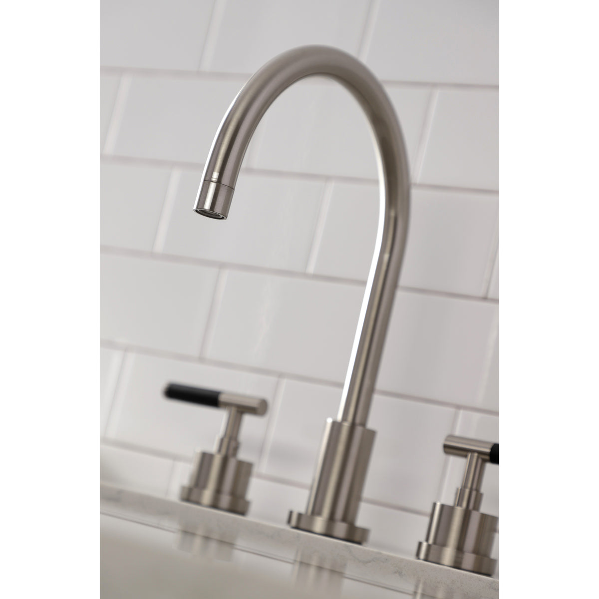 Kingston Brass KS8728CKLBS Kaiser Widespread Kitchen Faucet with Brass Sprayer