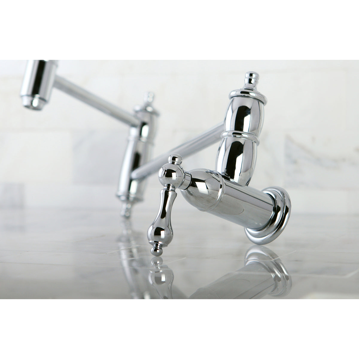Kingston Brass KS3101AL Restoration Wall Mount Pot Filler Kitchen Faucet