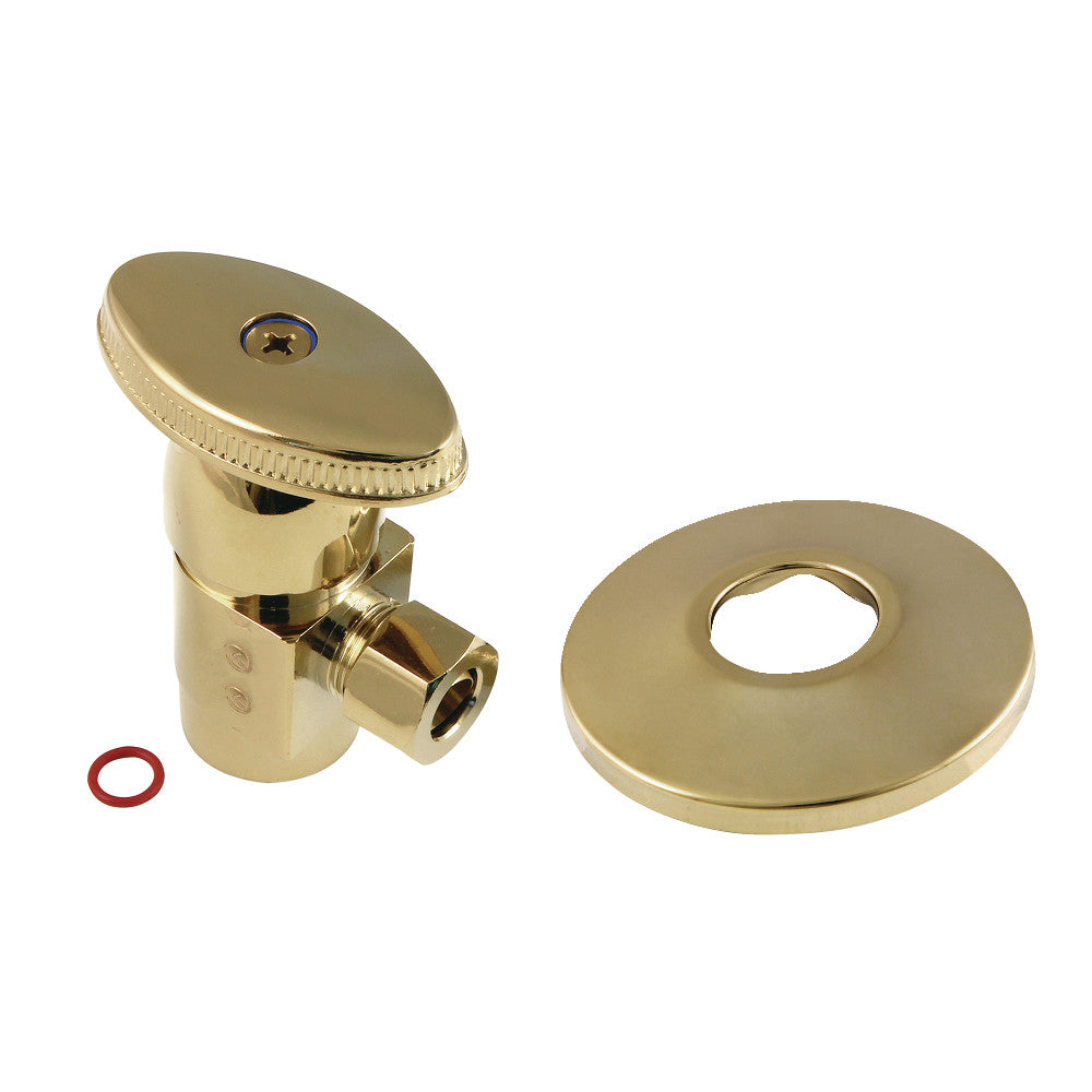 Kingston Brass 1/2&quot;IPS x 3/8&quot;O.D. Anti-Seize Deluxe Quarter-Turn Ceramic Hardisc Cartridge Angle Stop with Flange