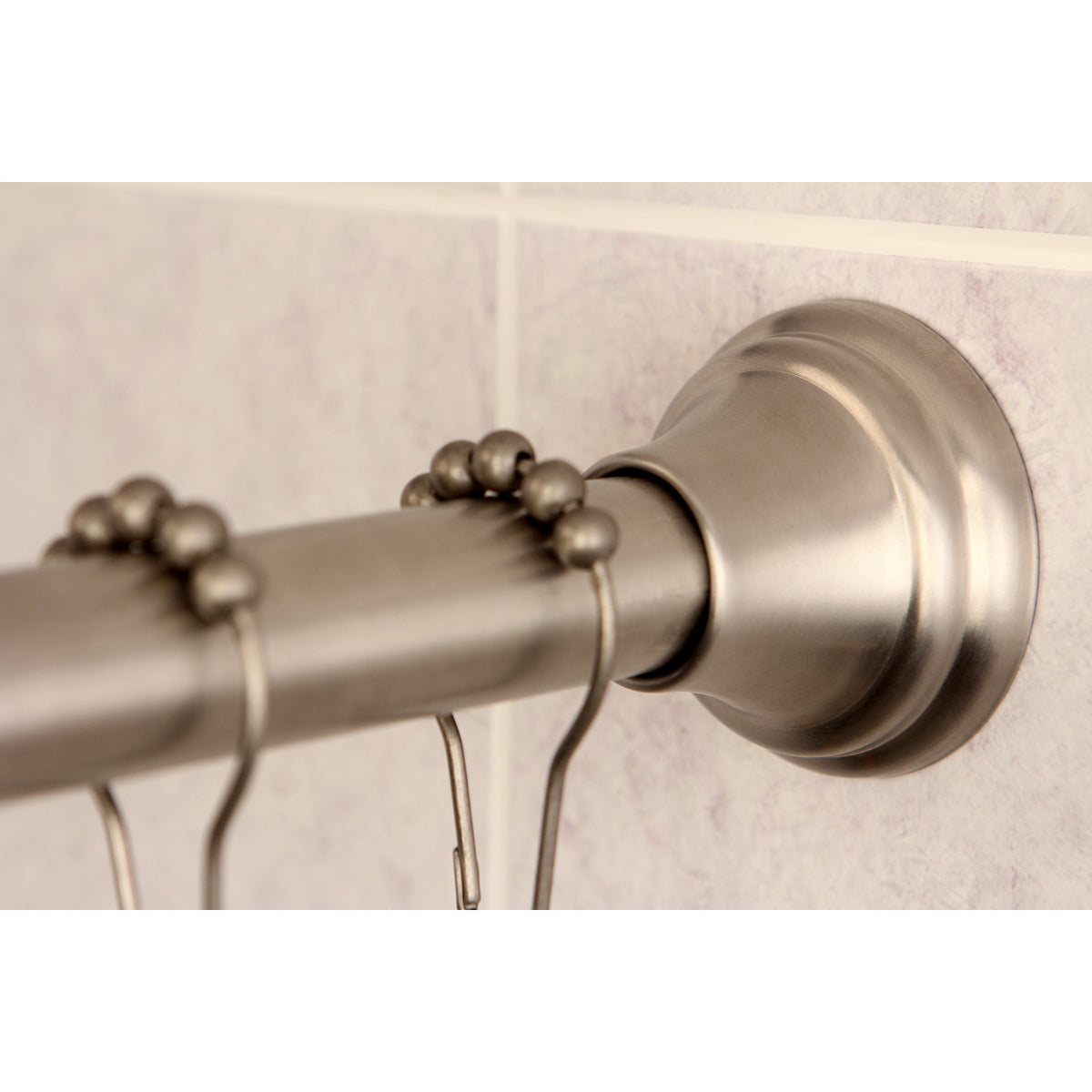 Kingston Brass Straight Shower Curtain Rod with Shower Curtain Rings