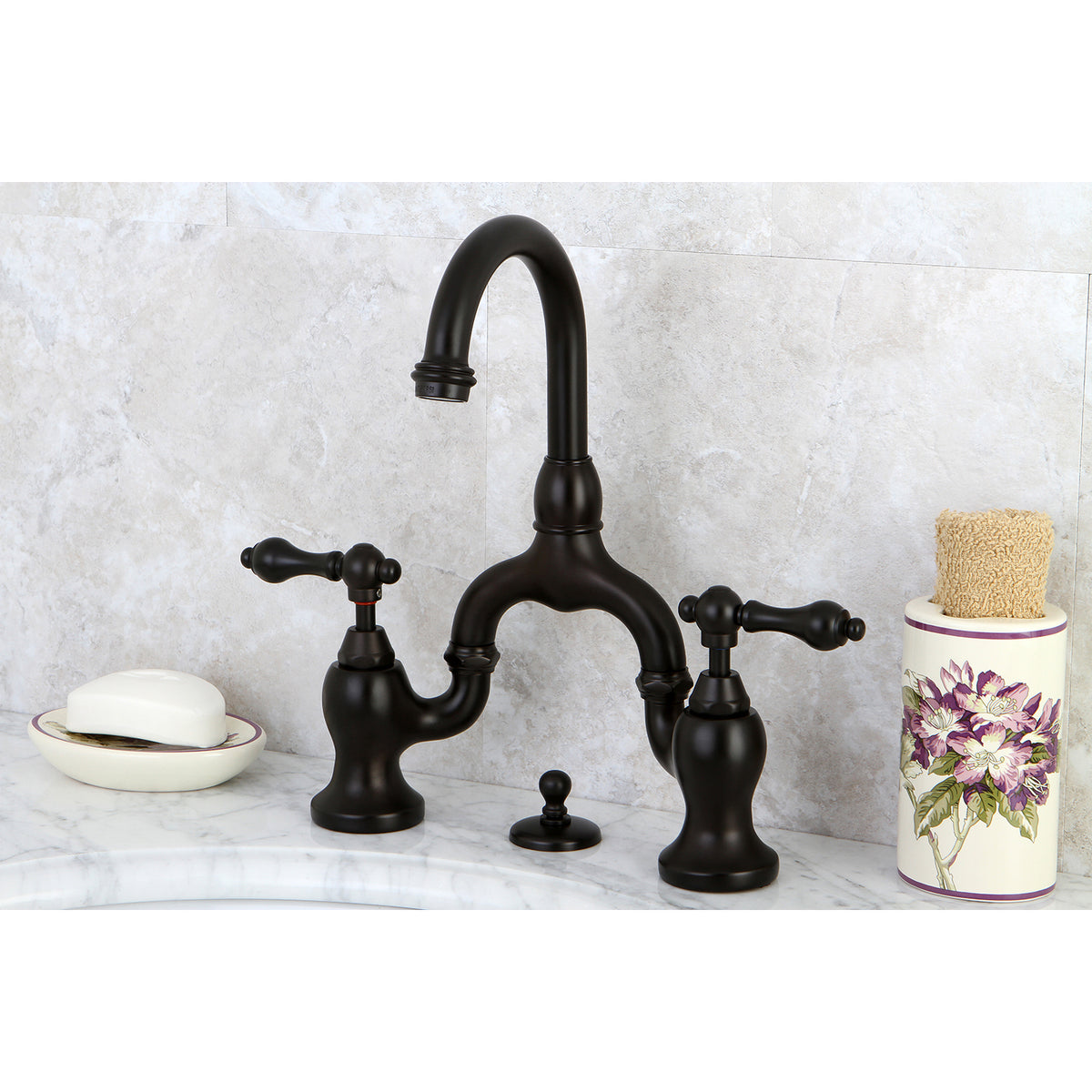 Kingston Brass KS7995AL English Country Bridge Bathroom Faucet with Brass Pop-Up