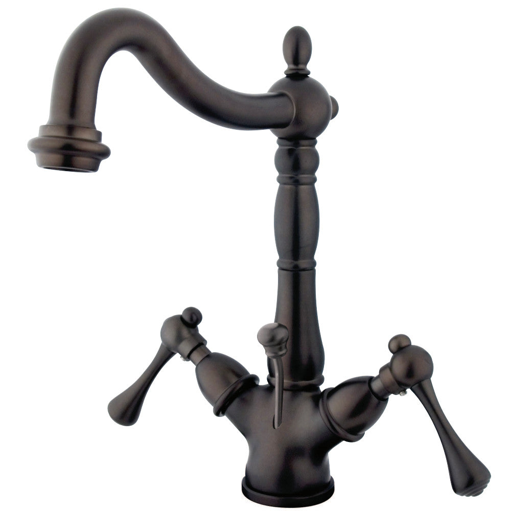 Kingston Brass KS1438BL Heritage Two-Handle Bathroom Faucet with Brass Pop-Up and Cover Plate