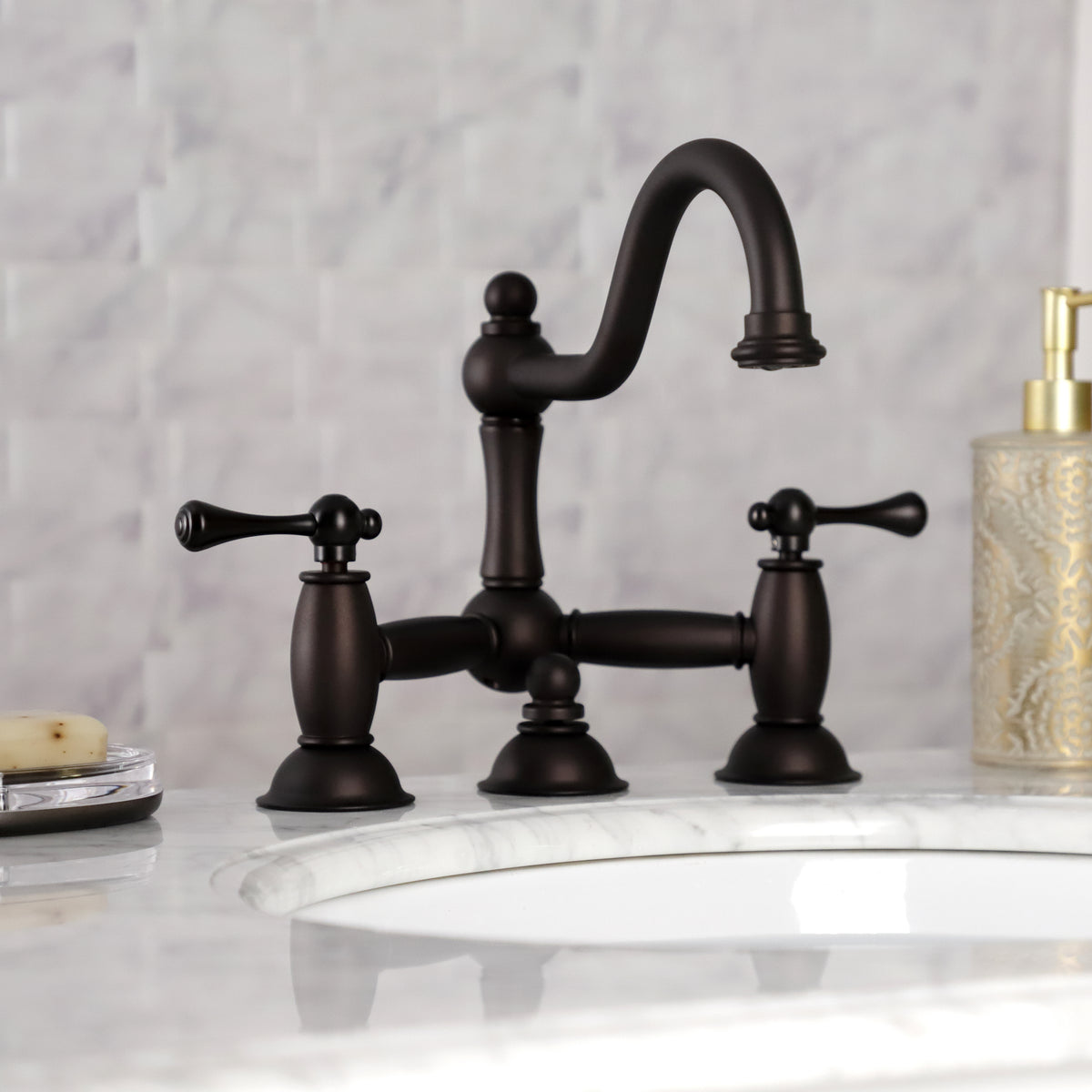 Kingston Brass KS3918BL Restoration Bathroom Bridge Faucet