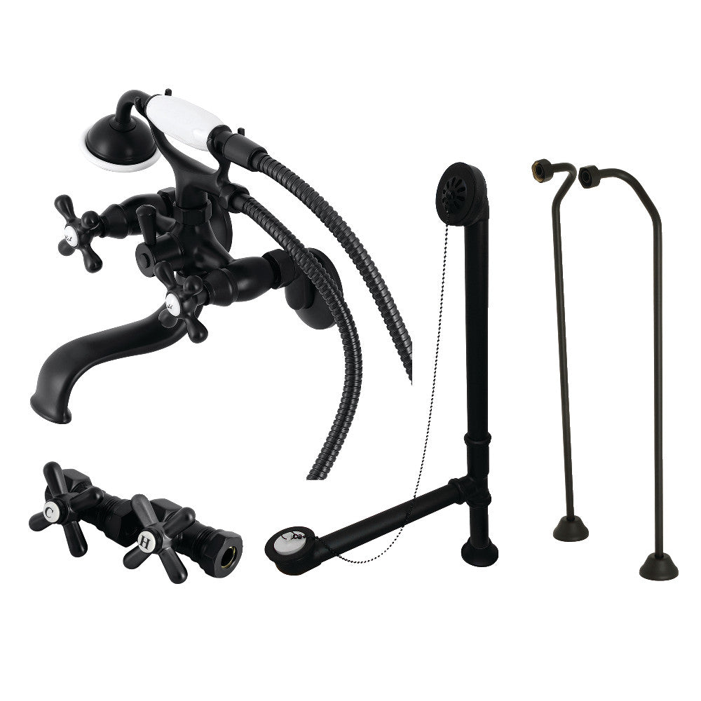 Vintage Wall Mount Clawfoot Tub Faucet Package with Supply Line