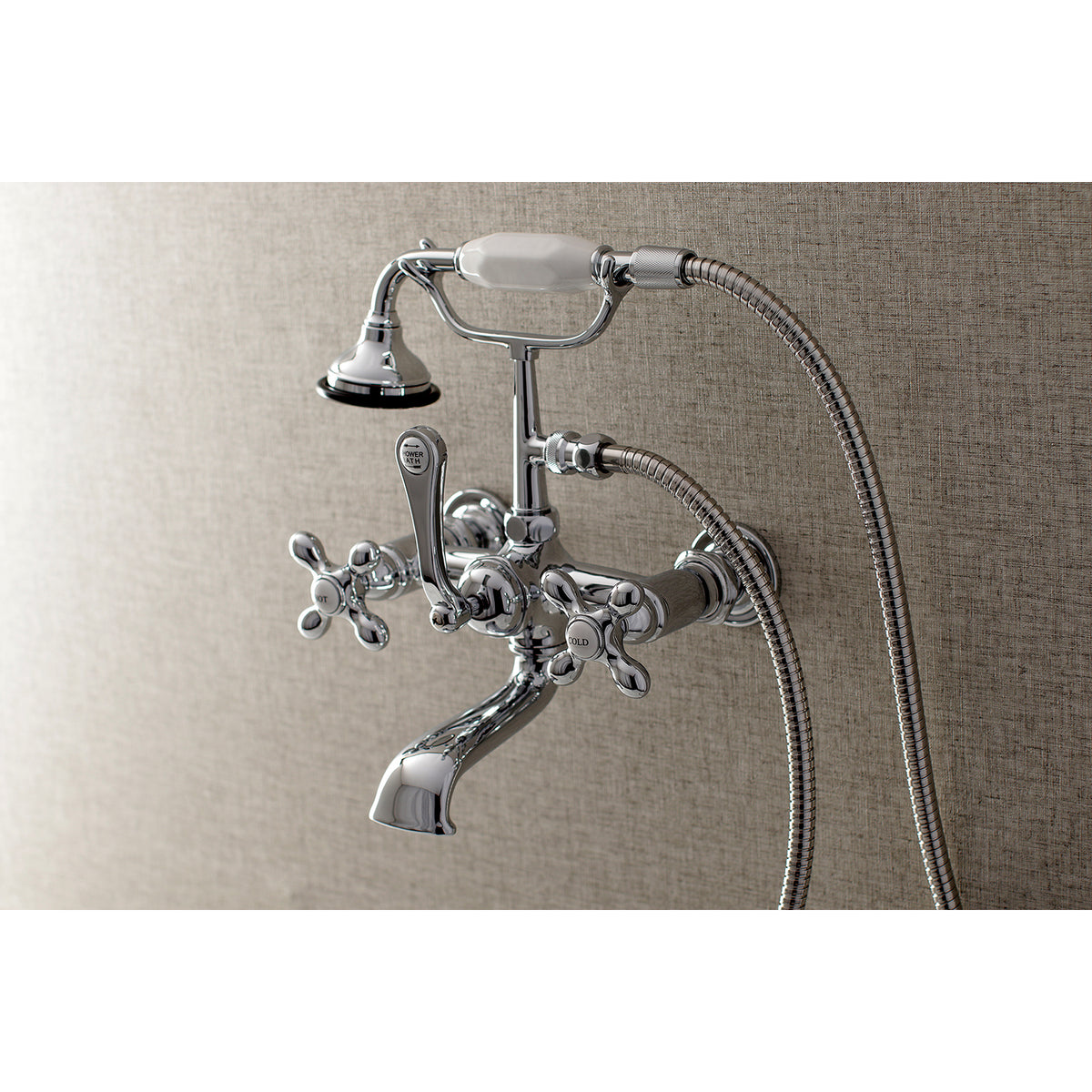Aqua Vintage 7-Inch Wall Mount Tub Faucet with Hand Shower