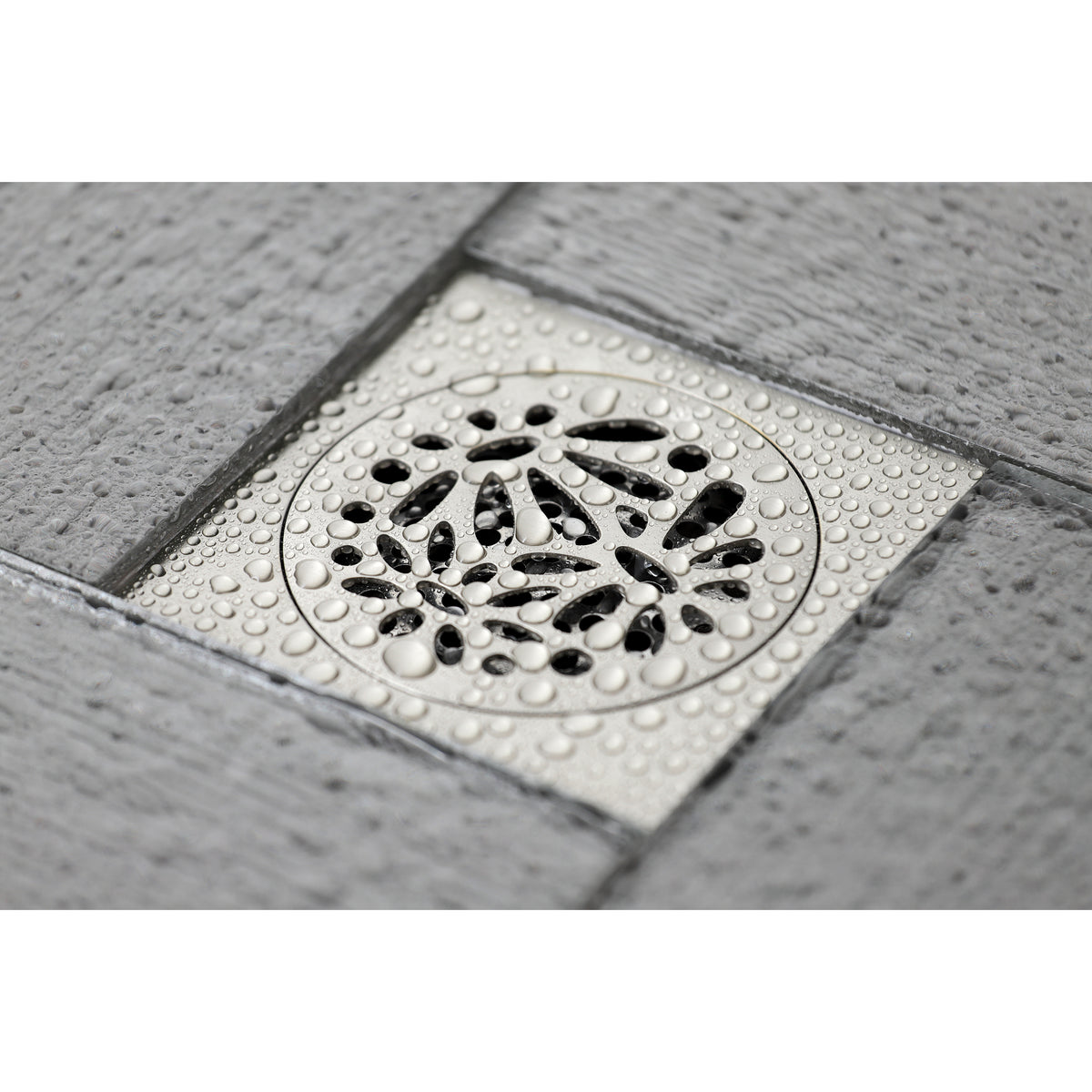 Kingston Brass Watercourse Floral 4&quot; Square Grid Shower Drain