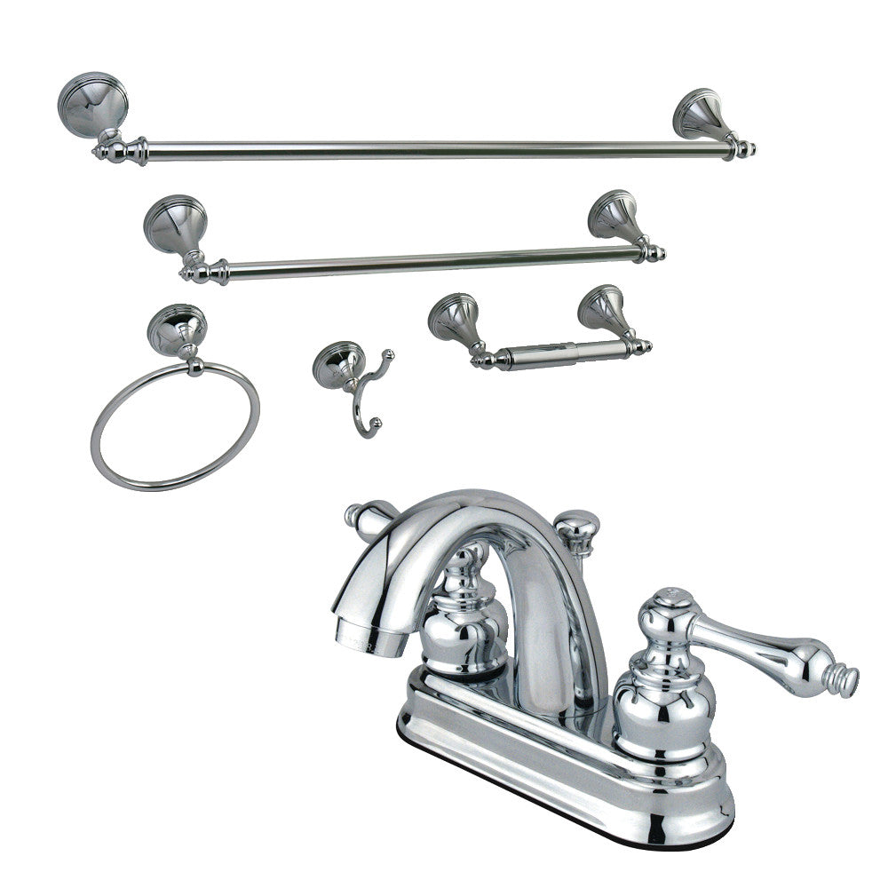 Kingston Brass KBK5618AL 4 in. Bathroom Faucet with 5-Piece Bathroom Hardware Combo