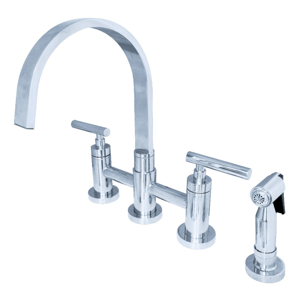 Kingston Brass KS8261CMLBS Manhattan Bridge Kitchen Faucet with Brass Spray