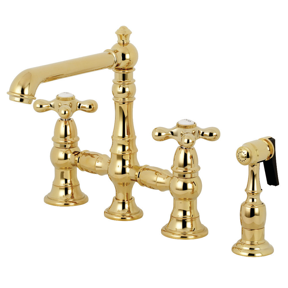 Kingston Brass KS7271AXBS English Country 8&quot; Bridge Kitchen Faucet with Sprayer