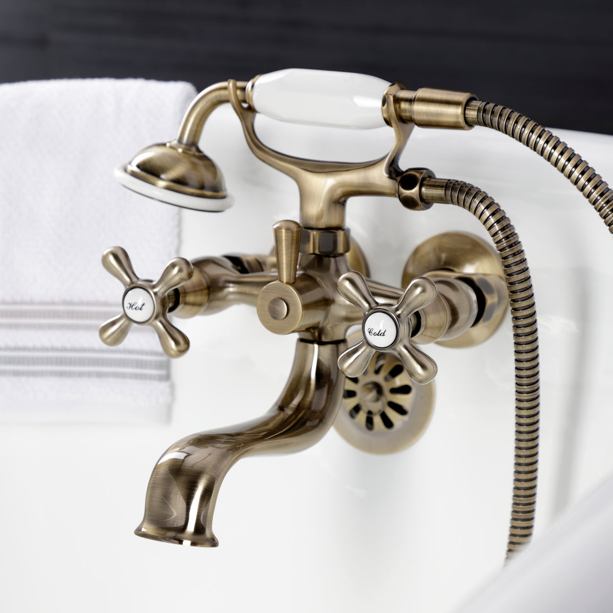 Kingston Wall Mount Clawfoot Tub Faucet with Hand Shower