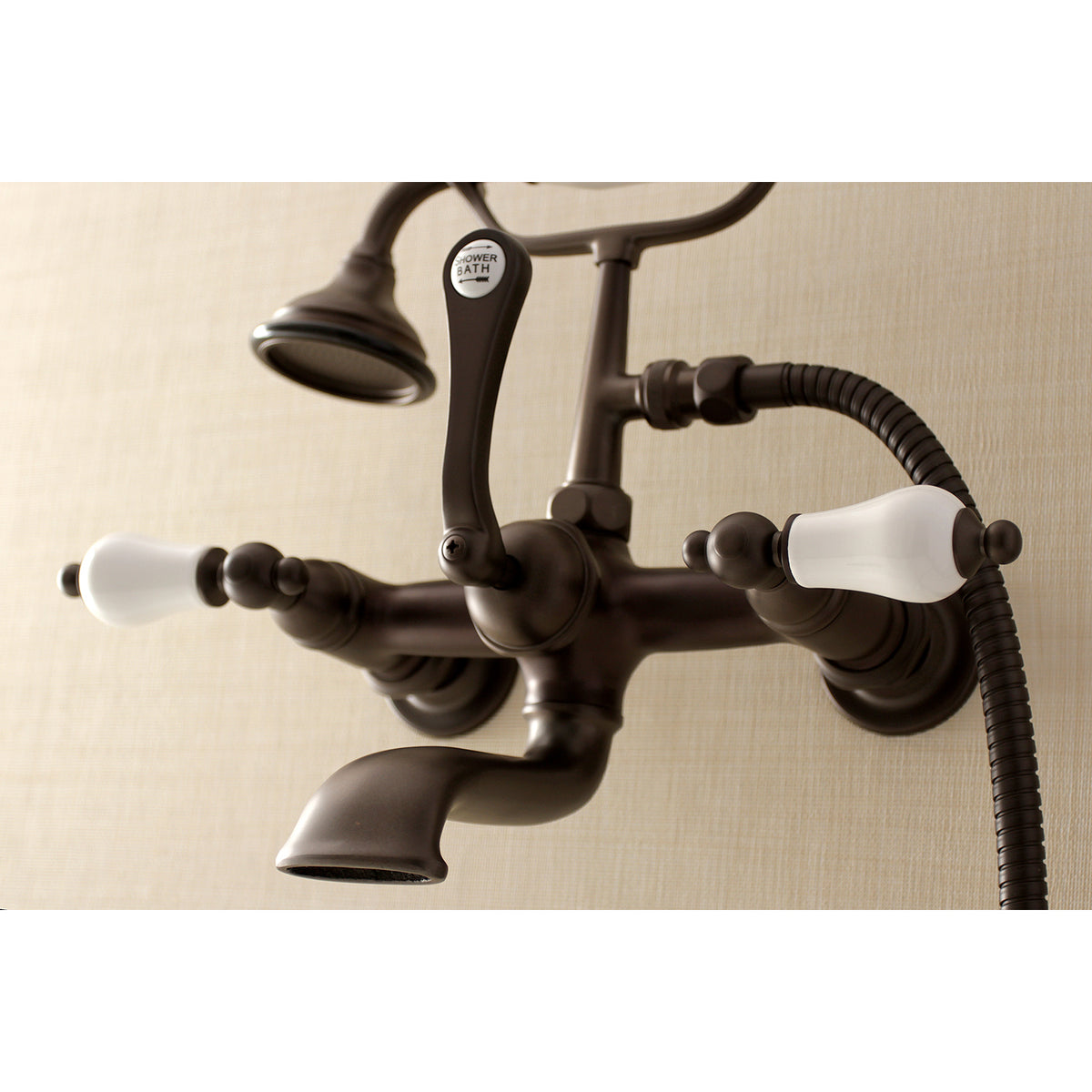Aqua Vintage 7-Inch Wall Mount Tub Faucet with Hand Shower