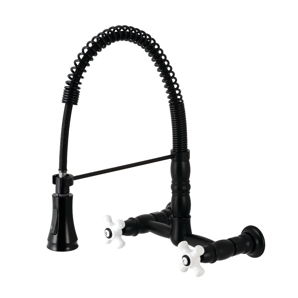 Gourmetier GS1243PX Heritage Two-Handle Wall-Mount Pull-Down Sprayer Kitchen Faucet