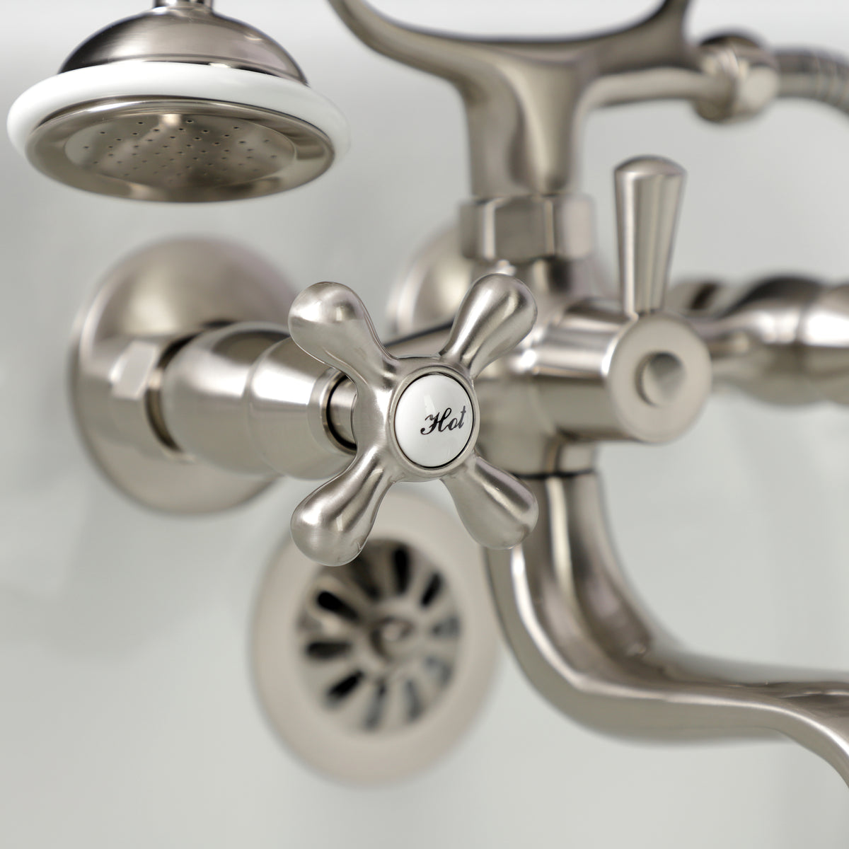 Kingston Wall Mount Clawfoot Tub Faucet with Hand Shower