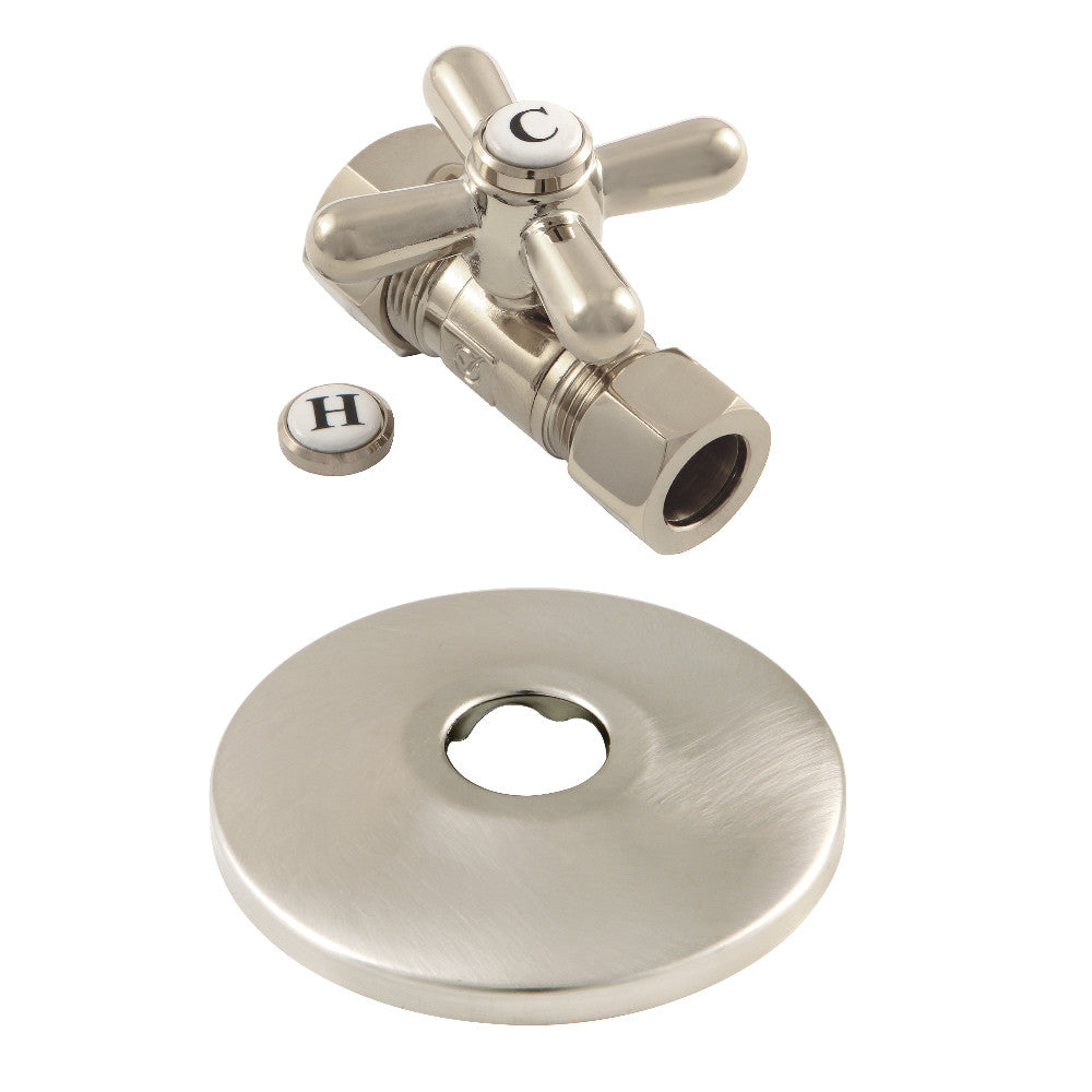 Kingston Brass 5/8-Inch OD X 1/2-Inch OD Comp Quarter-Turn Straight Stop Valve with Flange